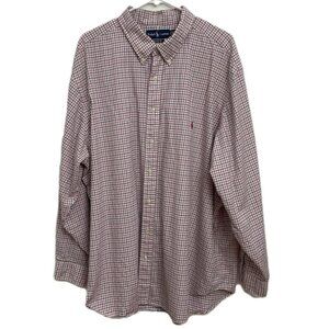 Ralph Lauren Yarmouth Shirt Men's 3XB Big L/S Red Pony Red Black White Cotton